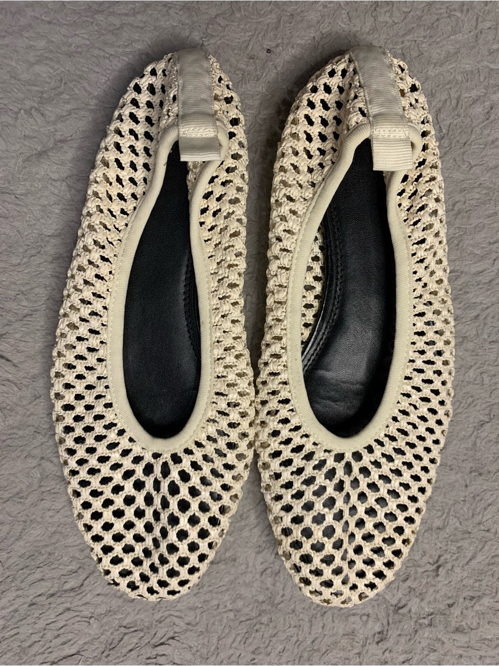 H.M Woven Mesh Slip-On Ballet Flats in Cream